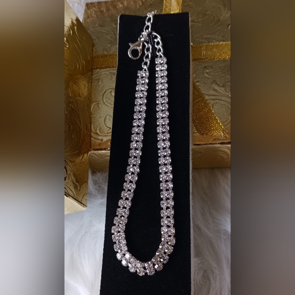 Elegant Silver Rhinestone Cubic Zerconia Adjustable Necklace